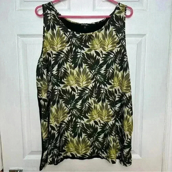 George Tank Top Sleeveless Leaves Yellow, Black, & Green Size XXL - Picture 1 of 16